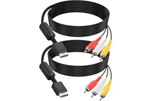 AV Cable for PS2/PS1/Playstation, AV to RCA Composite Audio Video Adapter Cord Compatible with Playstation 1/PS 2/PS2 Slim Co