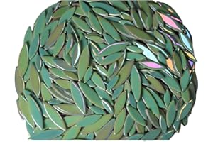 VERZ TILE VerzTile Mosaic Tiles for Crafts - Petal Shaped Ceramic Tile Craft Hobbies & Art Projects 39 Color Options Endless Creativity DIY Design (Iridescent Chameleon Green)