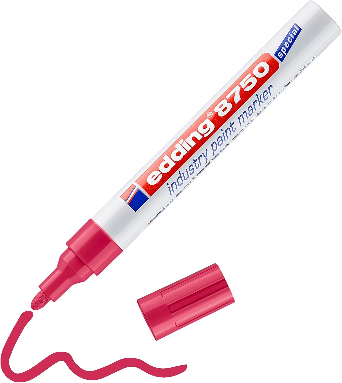 edding 8750 industry paint marker, red, 1 pen, round nib 2-4 mm, paint marker for writing on dusty slightly oily surfaces