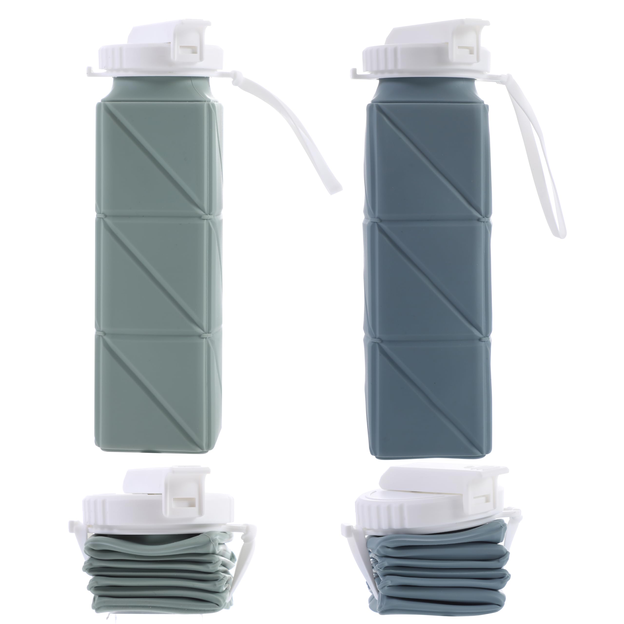 Photo 1 of XSSDPDC Food Grade BPA Free Collapsible Silicone Water Bottle, 21oz Folding Travel Water Bottle with Straw Leakproof for Sports,Office, Gym, Hiking, Mountaineering, Travel?green+blue?