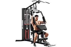 GOIMU Home Gym, M1 Workout Station with 140LBS Weight Stack, Multifunctional Home Gym Equipment with Pulley System for Full Body Strength Training