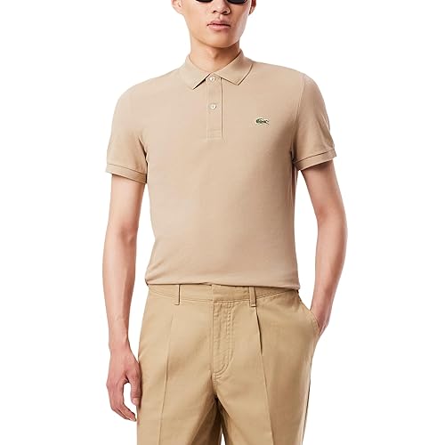 Lacoste Men's Slim Fit L.12.12 Piqué Polo Shirt, Beige, Large