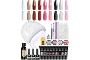phoenixy Poly Nail Gel Kit, Phoenixy 9 Colors Extension Kit with 48W LED U V Lamp Complete Starter for at Home Art Manicure Tools Gifts Women, Hold Me Baby, 6.5 Fl Oz