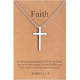 Lcherry Cross Pendant Necklace for Men Stainless Steel Box Chain Cross Necklace Inspirational Bible Verse Pendant Guys Necklaces Religious Christian Religious Gifts for Men