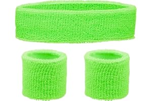 REDSTAR FANCY DRESS Headband and Wristbands Sweatbands Set - Neon 80s Fun Run Team Building Event Fancy Dress Pride Party Accessories Motivational 1980s Gym Sports Running Gymnastics Tennis…
