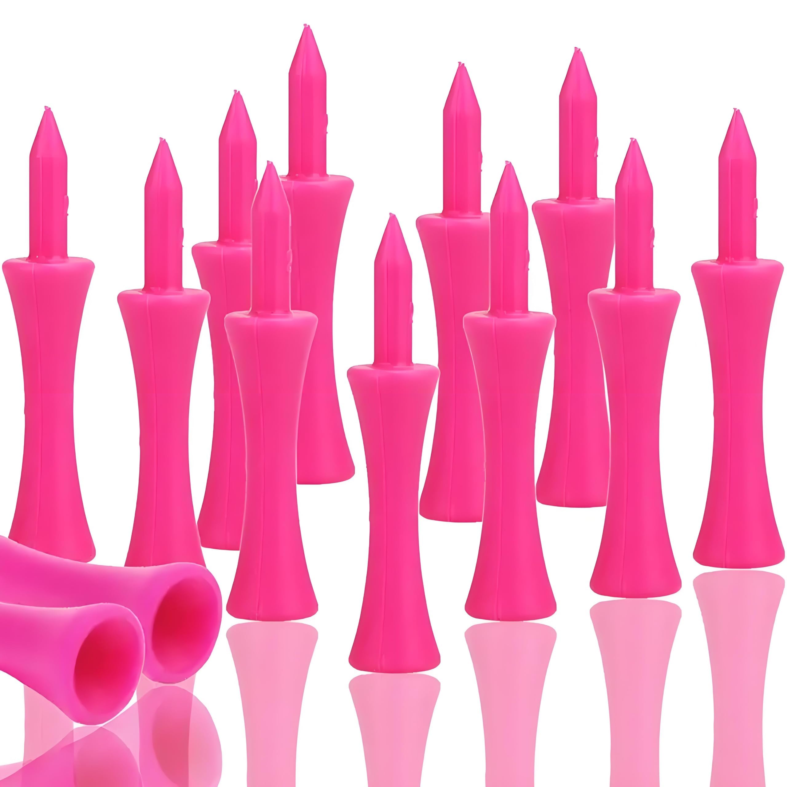 GOEDEKE 100pcs Golf Tees Plastic,Pink Golf Tees 57mm Pink Castle Tees Long Short Durable Portable Professional for Golfer Practice