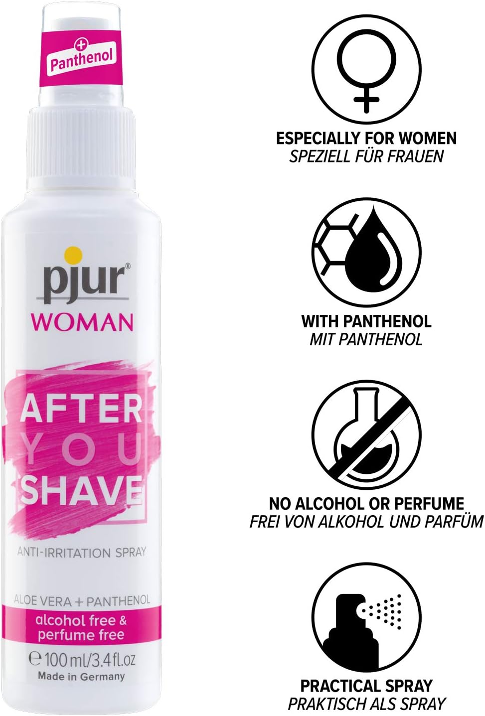 pjur Woman After You Shave - Care Spray with panthenol - for The Sensitive Female Intimate Area - say Goodbye to Razor Bumps (100ml) - Image 3