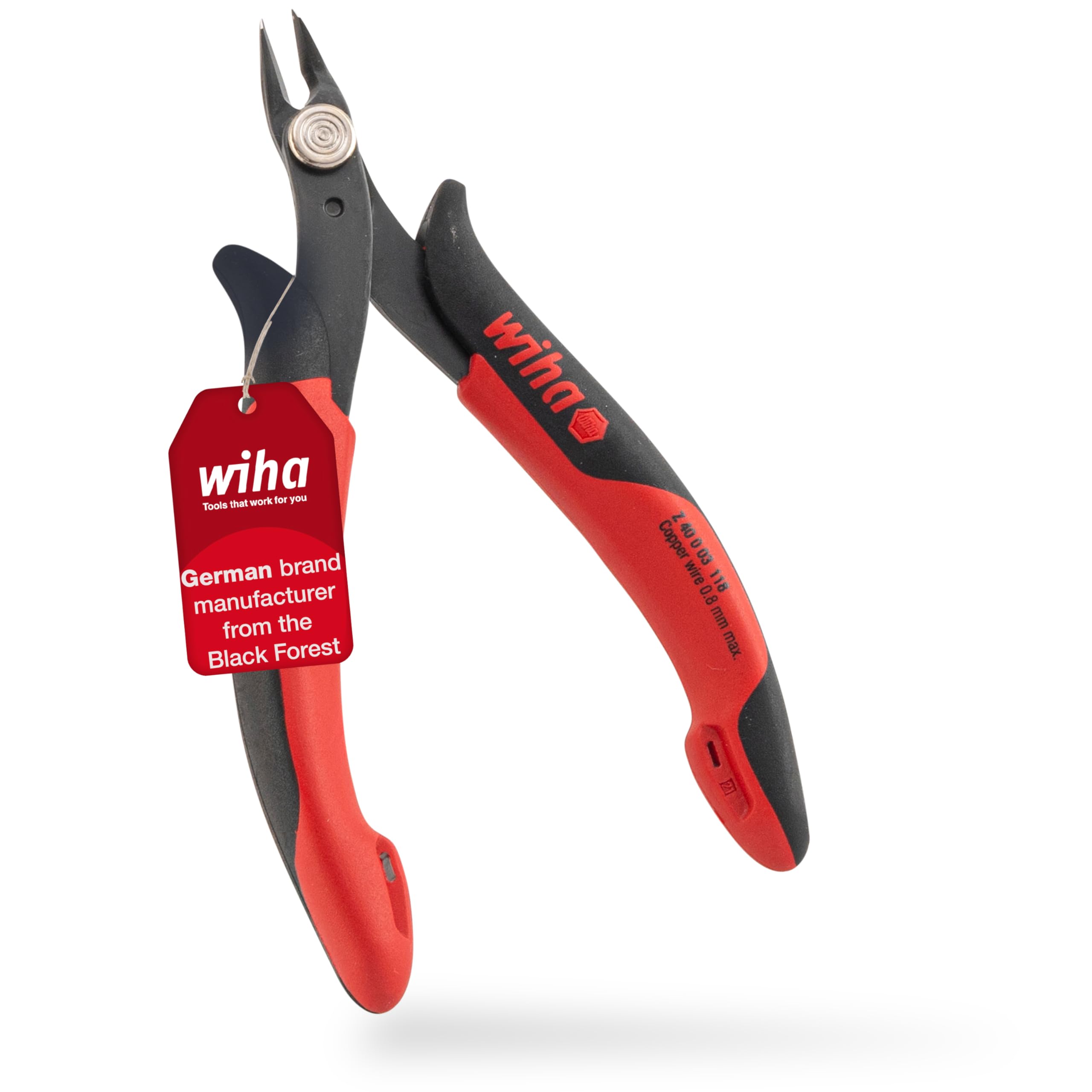 Wiha Z40011803SB "Electronic" Slim Short Side Cutter, Red/Black, 118 mm