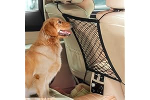 AUTOWN Dog Car Barrier - Pet Net Between Seats, Mesh Storage Net for Front and Back Seats, Universal Stretchy