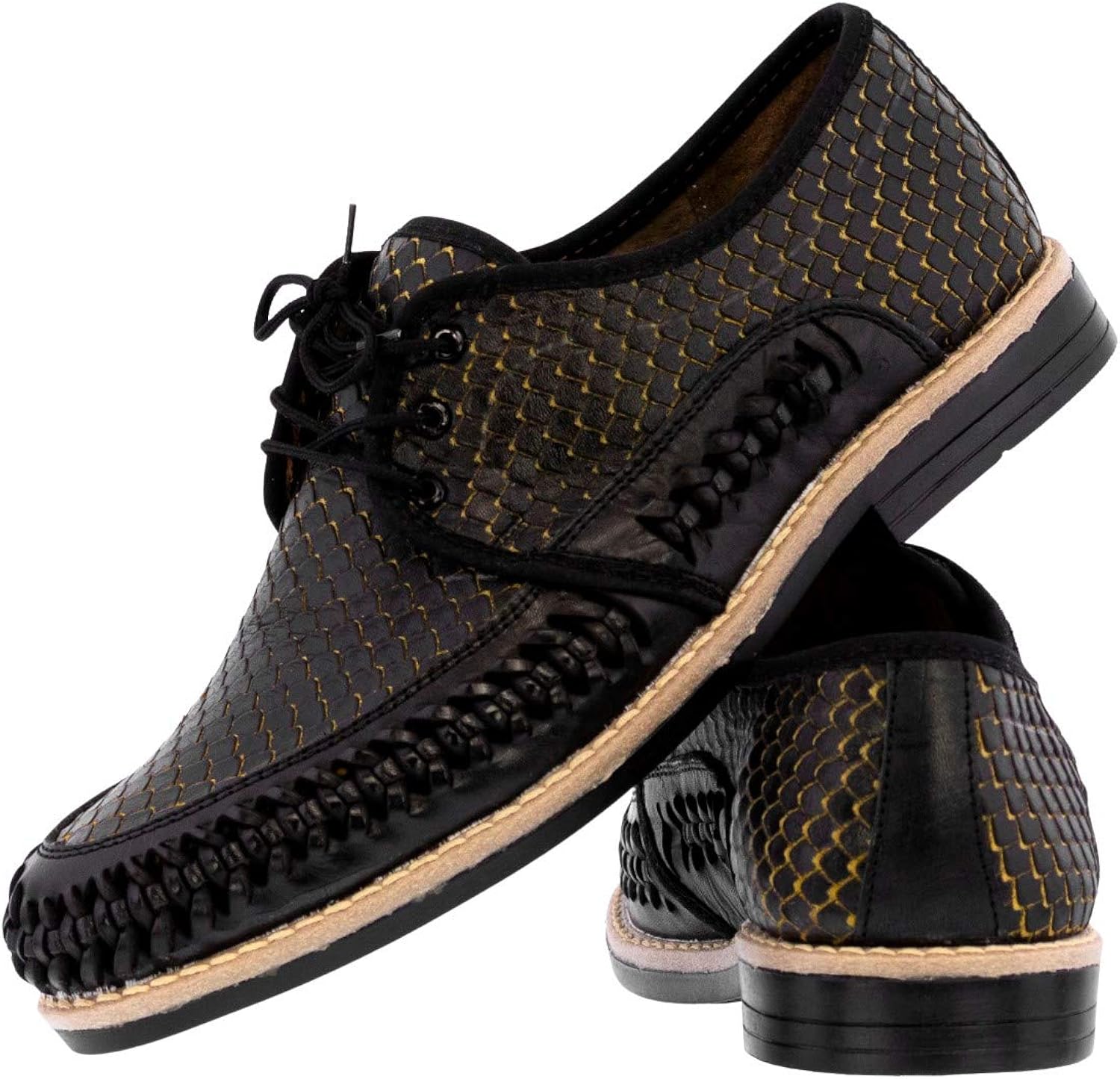 black leather huaraches