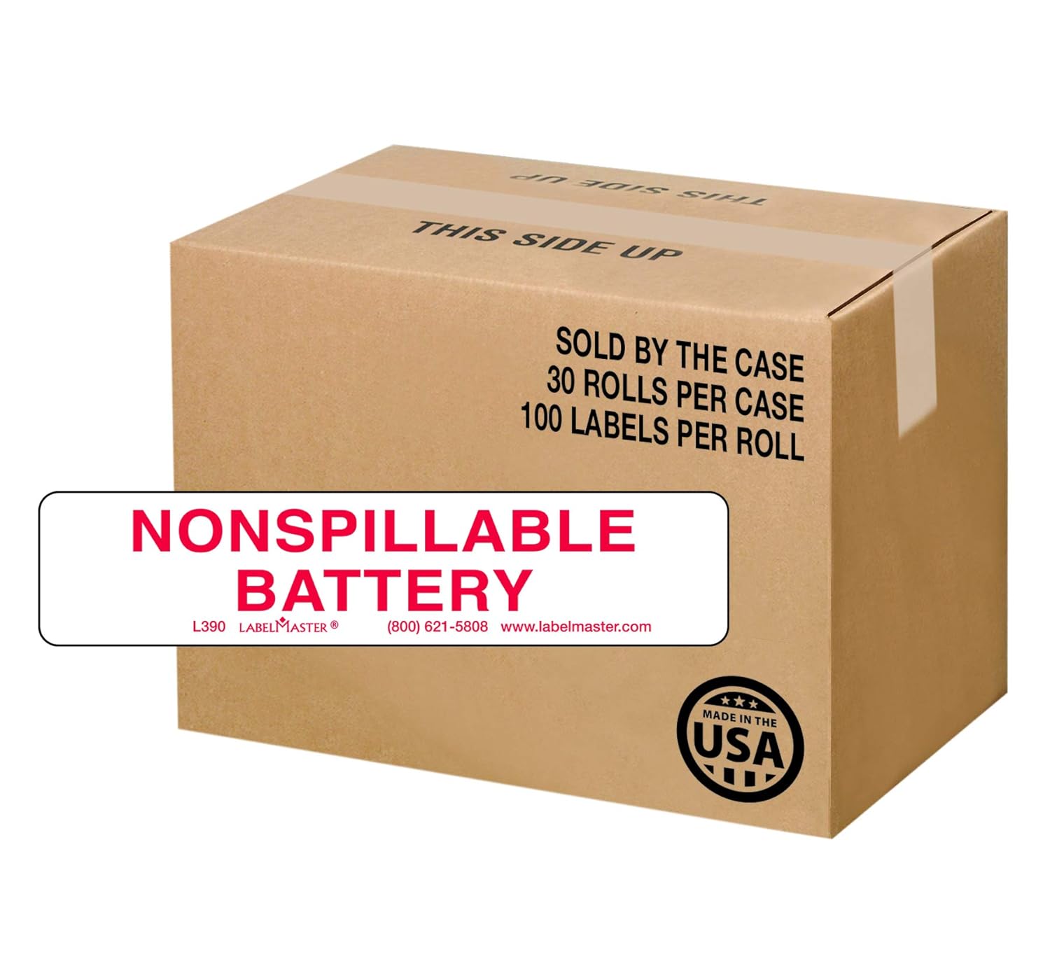 DOT 4x1 L390 Labelmaster Case of 30 Rolls of 500 Nonspillable Battery