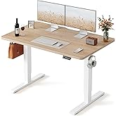 FEZIBO Standing Desk 48 &times; 24 Inch Electric Height Adjustable, Maple | Sit and Stand Up Adjustable Desk, Home Office Computer Desk with 3 Customizable Memory Presets