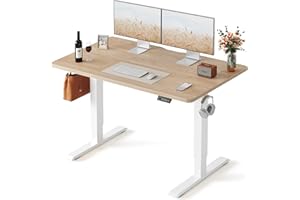 FEZIBO Standing Desk, 48 × 24 Inches Electric Height Adjustable, Sit and Stand Up, Computer Office Desk with Splice Board, Wh