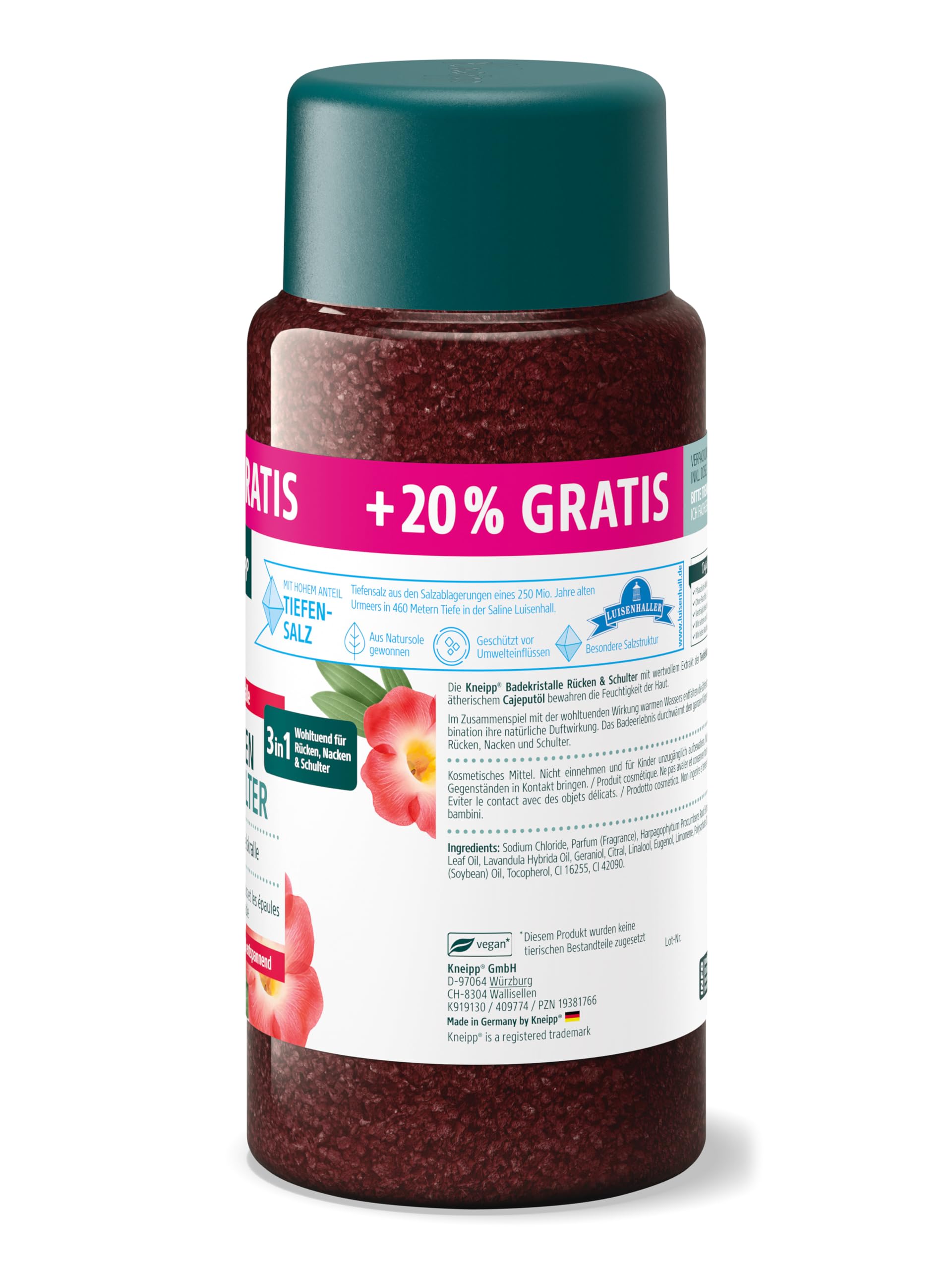 Kneipp Badekristalle Rücken & Schulter +20% gratis - mit wertvollem Extrakt der Teufelskralle - wohltuend, wärmend, entspannend - 720g 2