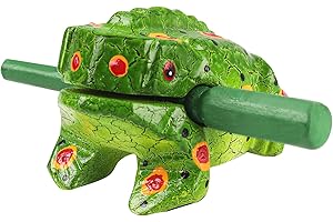 3.5" Wooden Frog Guiro Rasp Instrument - Percussion Musical Tone Block Craft (Painted Green)