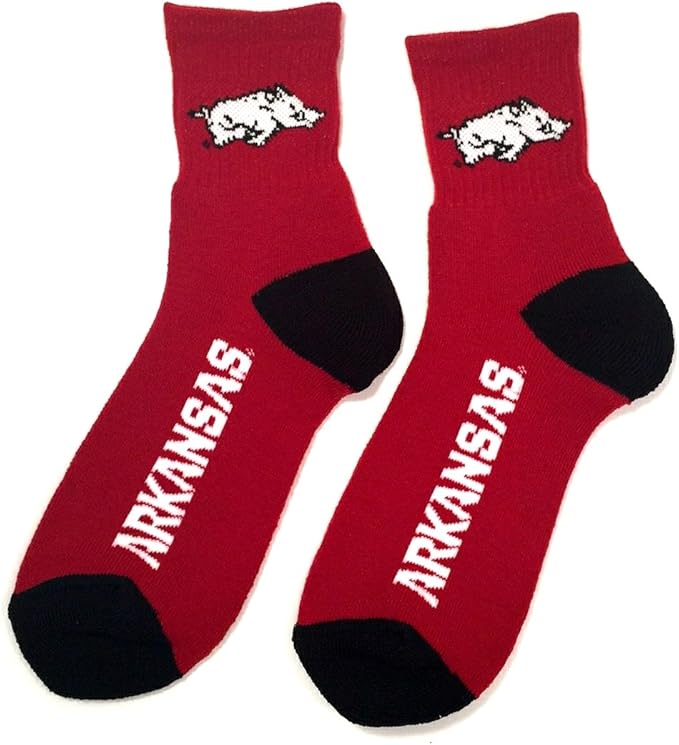 Arkansas Razorbacks Team Color Quarter Socks Mens Size Medium 510