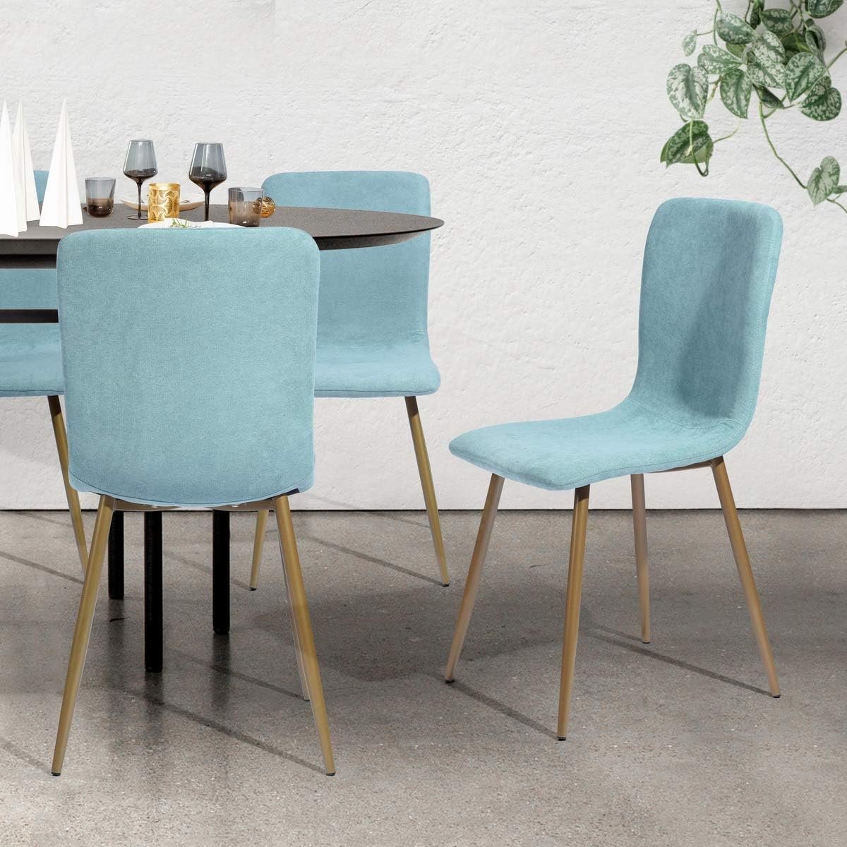 Furniture Mint House In Box Dining Chair Set Of 4 Elegant Upholstered Fabric Cushion Seat Side Chairs Stable With Metal Legs For Kitchen Dining Room Home Vadodarandt Com
