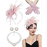 Fikinise 4Pcs Fascinators Hat for Women Tea Party Veil Mesh Headband Feather Hat for Women Wedding Cocktail