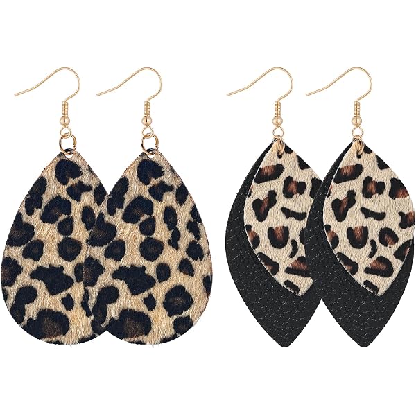 Amazon.com: Leopard Print Hollow Earrings for Women Light Brown