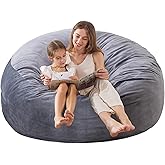 Large Bean Bag Chair for Adults/Kids with Filling, 3 ft Memory Foam Bean Bag Chairs with Filler Included, Ultra Soft Dutch Velvet Fabric, Bean Bag for Living Room - 3 Foot,Dark Gray