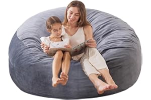 EDUJIN Large Bean Bag Chair for Adults/Kids with Filling, 4 ft Memory Foam Bean Bag Chairs with Filler Included, Ultra Soft Dutch Velvet Fabric, Bean Bag for Living Room - 4 Foot,Dark Gray