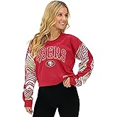 Zubaz NFL Teams Women's Graphic Crop Top Sweatshirt with Zebra Sleeves (X-Small - 3X-Large)