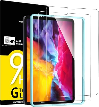 NEW'C 2 Pack Tempered Glass Screen Protector for iPad Air 5/4 11 Pro 2020 2022