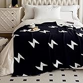 NIDITW Black Lightning Bolt Throw Blanket 50x60 Ultra Soft Microfiber Fleece Lightweight Knit All Season Blanket for Couch Sofa Bed (Black, Throw)
