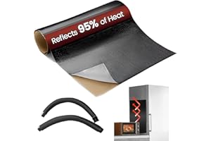 AMERBRO Heat Shield Automotive Aluminum Reflects 95% of Radiant Heat, 12" x 24" Stove Heat Shield to Protect Refrigerator, Heat Shield Wrap for Exhaust, Motorcycle, Wood Stove, Cabinet, Fireplace (Black)