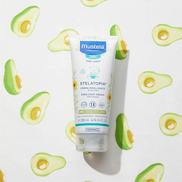 MUSTELA STELATOPIA ECZEMA-PRONE SKIN EMOLLIENT BABY CREAM – MOISTURIZING BODY LOTION WITH NATURAL AVOCADO & SUNFLOWER OIL – FRAGRANCE-FREE – 6.76 FL. OZ.