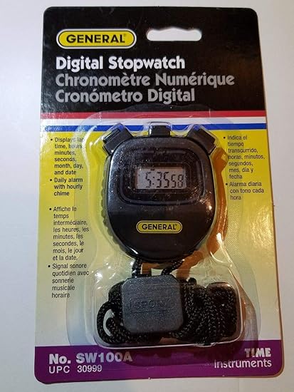 FidgetGear General SW100A - Cronómetro Digital (económico, 2 cronómetros),  Color Negro: Amazon.es: Hogar