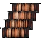Emvency 4 Pack Valances Window Treatments, Orange Copper Vintage Stripe Blackout Adjustable for Living Room Bathroom Bedroom Kitchen Over Sink, 18x52 Inch Rod Pocket Valances