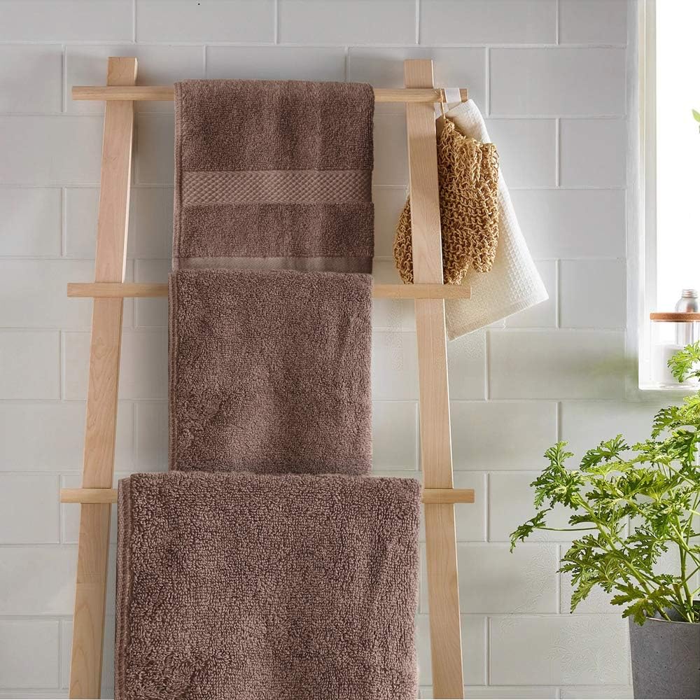 COGNATIO 6 Piece Towel Set, 2 Bath Towels, 2 Hand Towels, and 2 Washcloths, 100% Cotton Highly Absorbent Towels for Bathroom, Hotel, Spa - Coffee: Kitchen & Dining