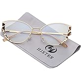 HJSTES Blue Light Blocking Glasses Women Trendy Cat Eye Metal Frame Computer Reading Eyewear(Leopard)