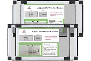 FLYZZZ Adjustable Window Screen Small Expandable Window Screens, (9.84'' High by 16-28'' Wide, B) 2 Packs Suitable for Window Openning Width Size 16''-28''， 20% Smaller Than Standard Screens