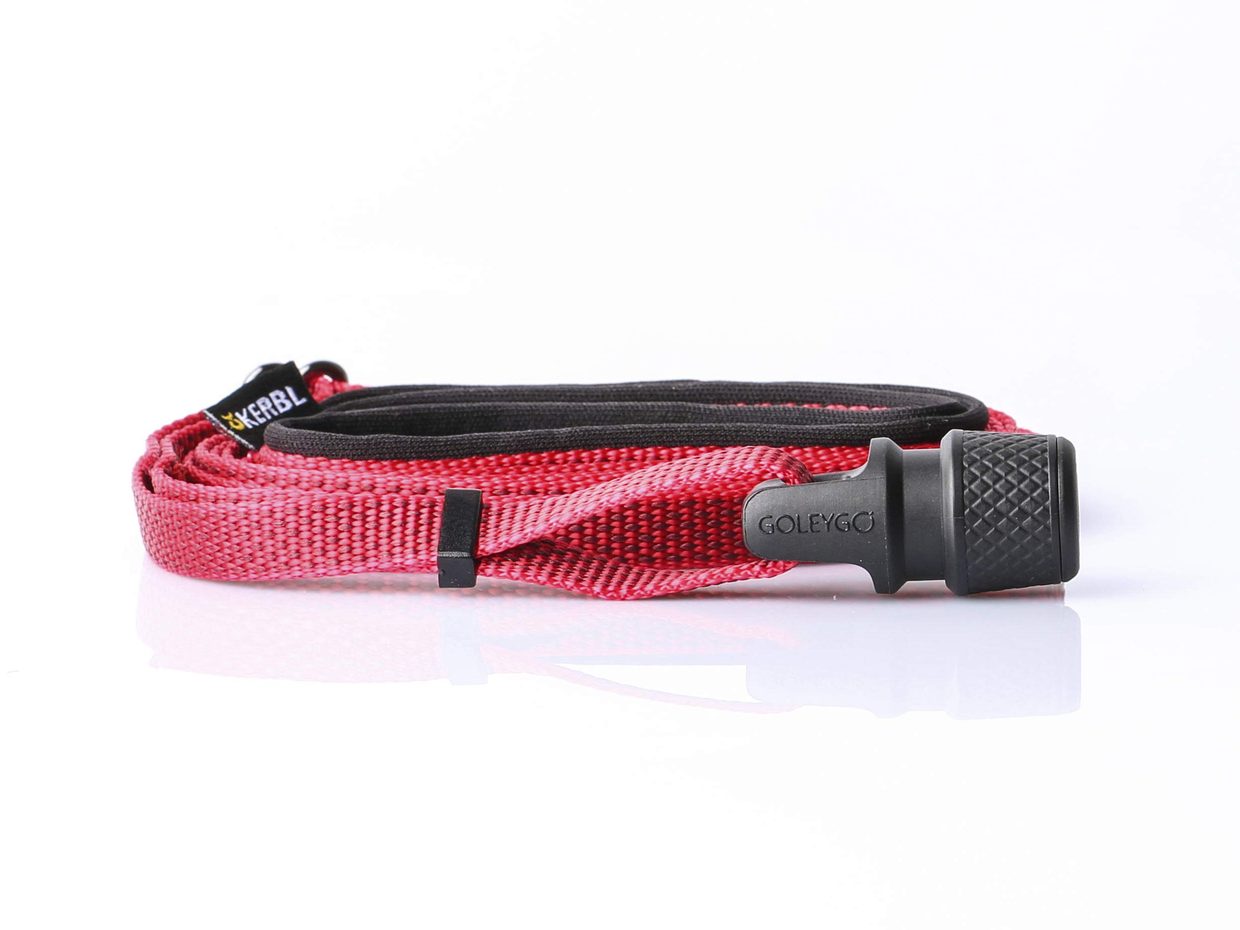 GOLEYGO flat dog leash, red, size S 1.4-2m, secure magnetic lock, incl. Adapter pin, dog leash for small dogs up to 15kg, maximum load 100kg