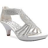 OLIVIA K Women's Open Toe Strappy Rhinestone Dress Sandal Low Heel Wedding Shoes