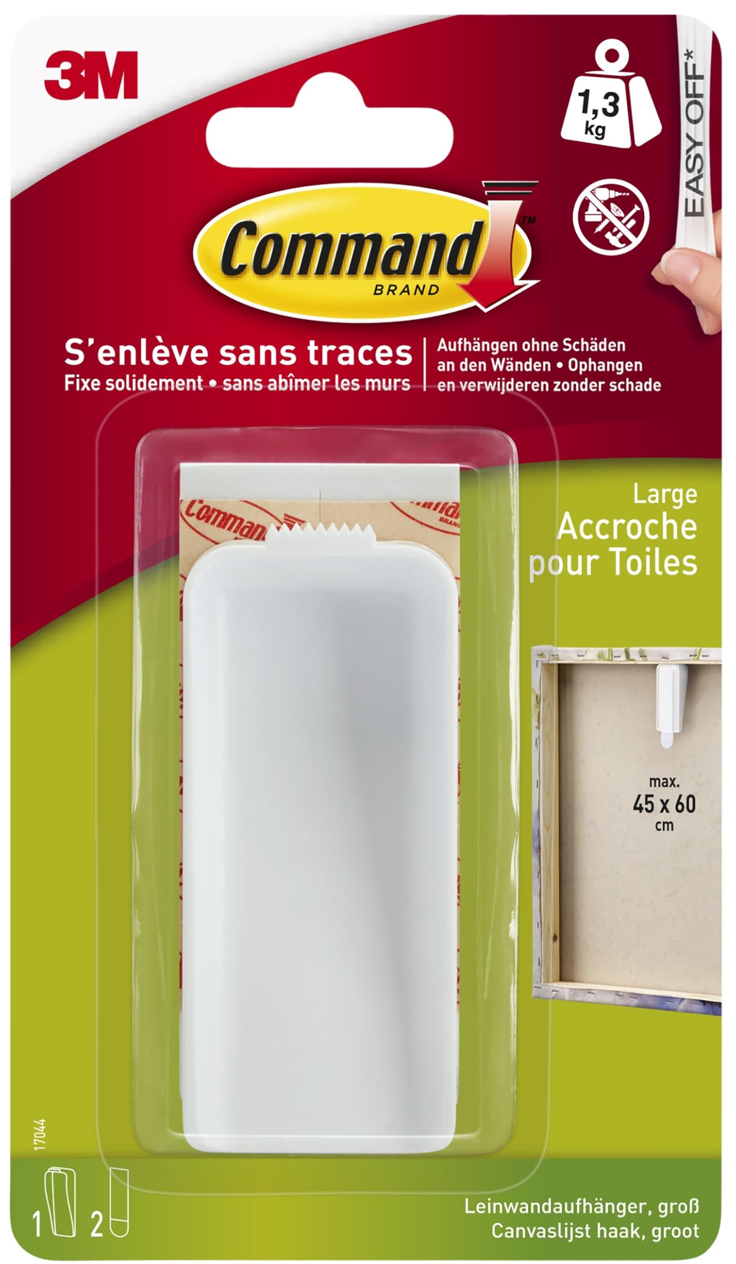 Command Decorating 17044 Canvas, Ready to Hang, Up To 1.3 kg – 1 Hook and 2 Strips, Large Size