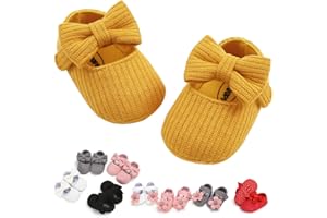 GDSDYM Baby Girls Mary Jane Flats with Bowknot Floral Princess Wedding Dress Shoes Soft Newborn Infant Crib First Walkers Prewalker