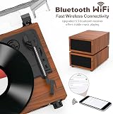 Udreamer Record Player with Dual 10W Speakers Bluetooth 5.3 3 speeds Brown view 2