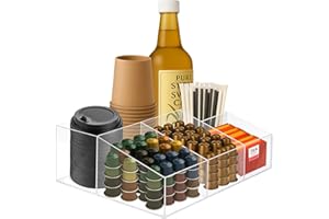 ADDFIT HOUSE Acrylic Coffee Bar Station – Snack Tea Organizer & Storage Holder for Office Coffee Table – Perfect Countertop Setup for Syrup, Creamer, and Snack Accessories