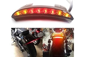 BREDUXSER Motorcycle Chopped Fender Edge Light, LED Brake License Plate Tail Light Stop Running Light Turn Signal Lamp for Ha