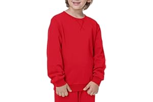 UNACOO Sweatshirt Kids Crewneck Long Sleeve Fleece Sweatshirt Pullover Cotton Tops for Boys or Girls (Age 3-12 Years)