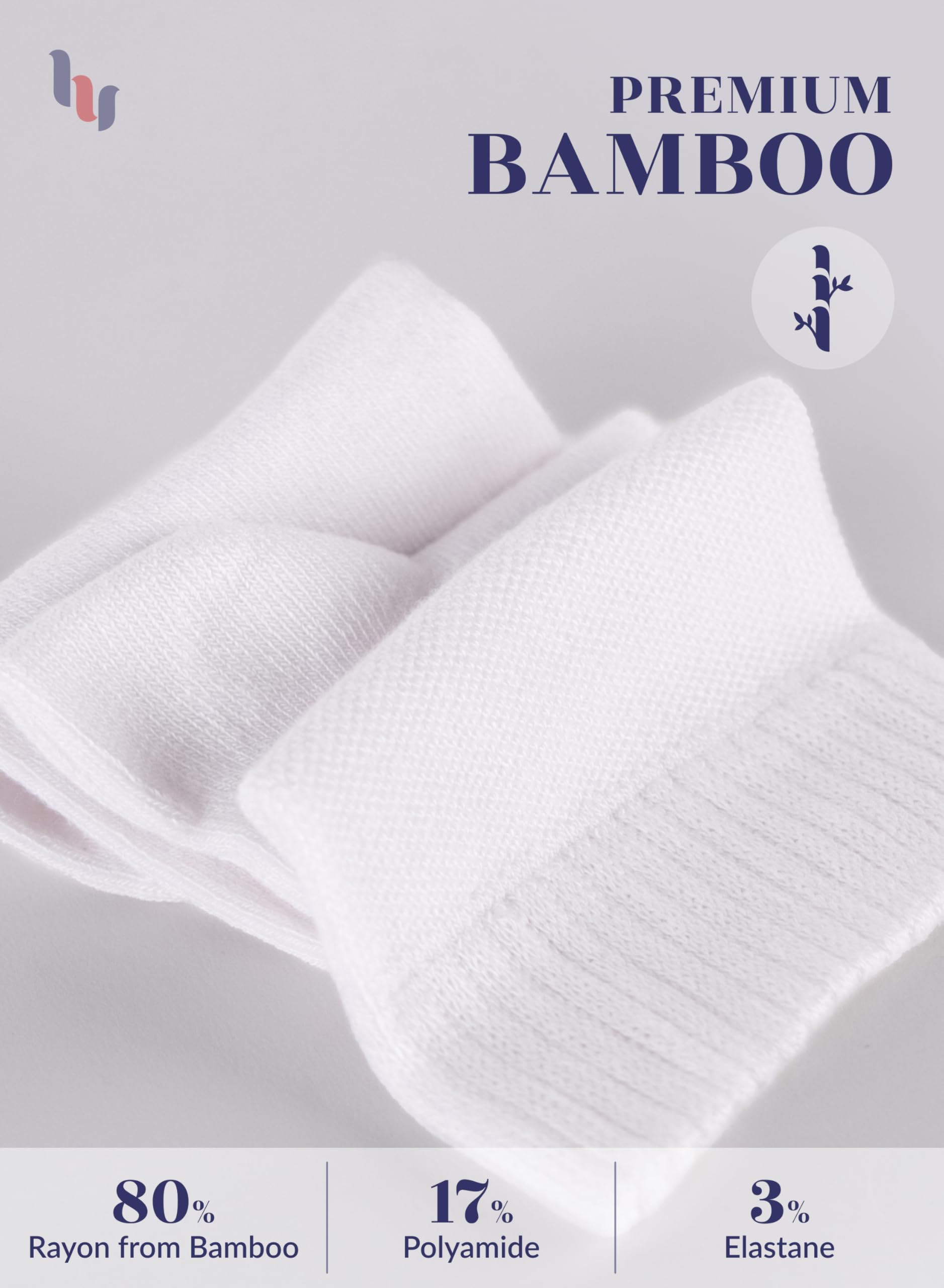 Hugh Ugoli Diabetic Socks for Women, Extremely Soft, Rayon derived from Bamboo, Ankle, Thin, Wide, Loose, Non-Binding Top