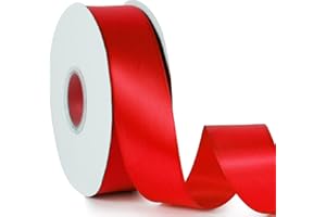 AONLSKH Red 1-1/2" X 50 Yards Solid Color Satin Ribbon, Double Faced High Density Polyester Fabric Ribbon for Gifts Wrapping, Wedding, Party, Crafts, Hair Bows, Home DIY Decor Ornaments