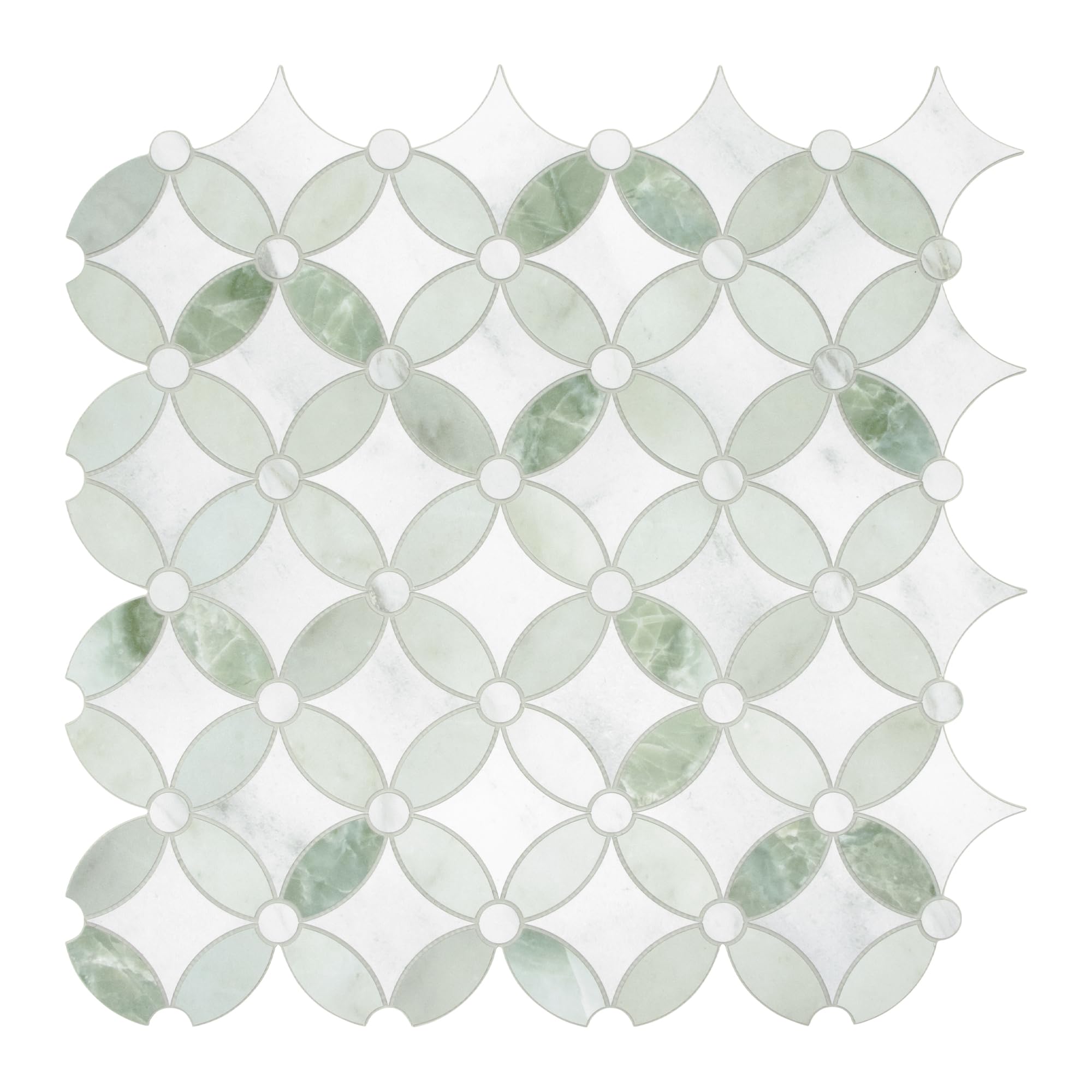Photo 1 of SUNWINGS 10-Sheet Peel and Stick Backsplash Coin Waterjet Tile, 11.2" x 11.2" Green Marble Looks Self Adhesive Wall Tile Stick on Backsplash for Kitchen, Bathroom, Fireplace, Shower