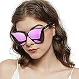 LVIOE Cat Eyes Sunglasses for Women, Polarized Oversized Fashion Vintage Eyewear for Driving Fishing - 99.99% UV Protection