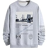 SOLY HUX Sweatshirts for Men Letter Graphic Crew Neck Long Sleeve Drop Shoulder Pullover Top