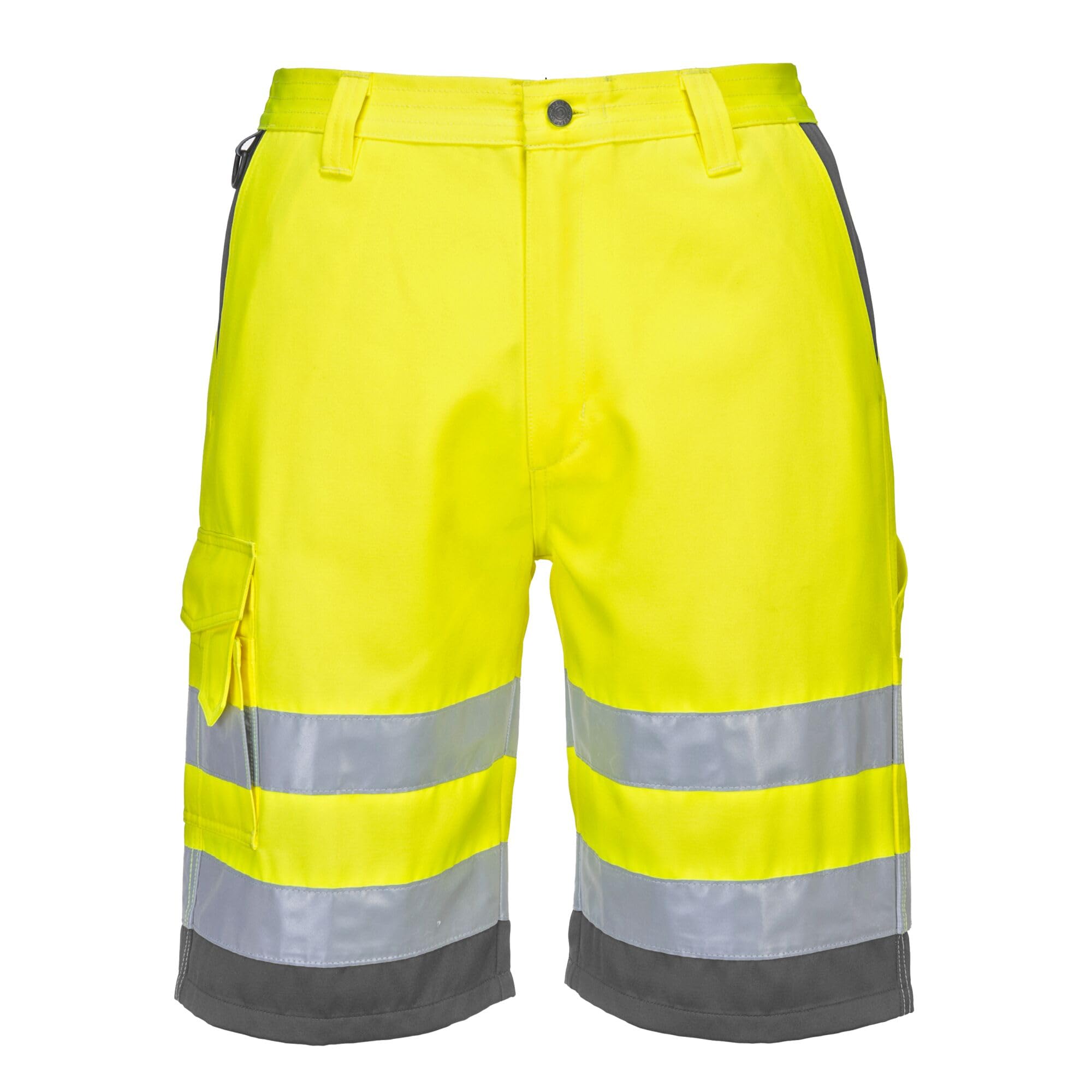 Portwest Hi-Vis Poly-cotton Shorts, Size: L, Colour: Yellow/Grey, E043YGYL