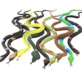 Yeonha Toys 9 Pc Realistic Rubber Snake Set, Waterproof Super Stretchy TPR Snake Figures, Bird &amp; Bat Repellent Toy for Bathroom, Garden, Rainforest, Soft Touch